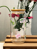 Powerd by Matcha - Trinkglas mit Bambusdeckel und Strohhalm