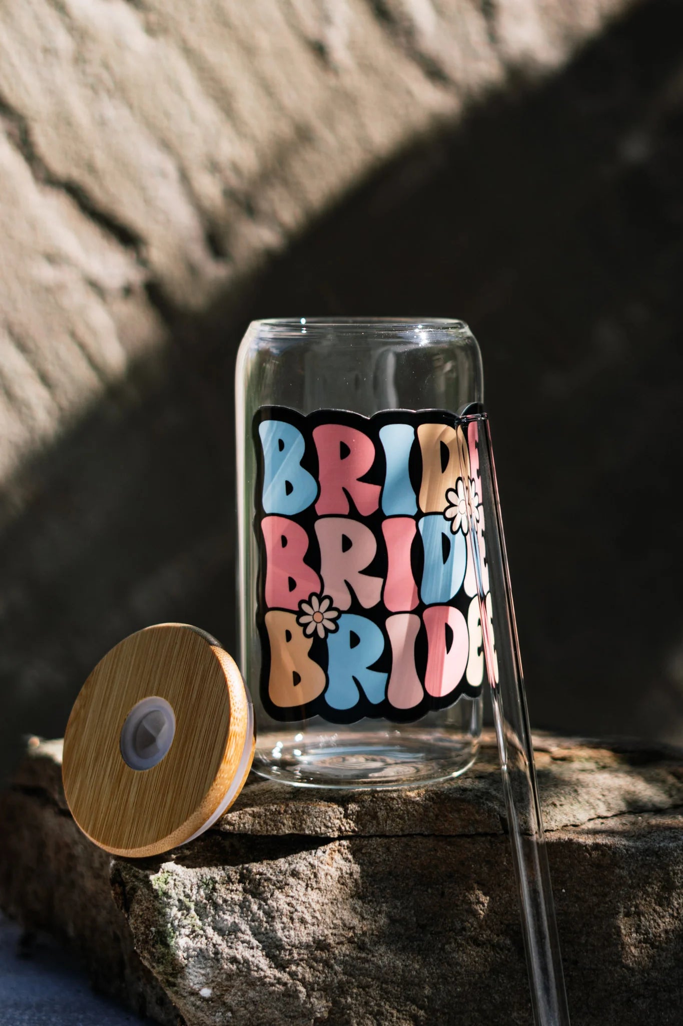 Trinkglas "BRIDE" mit Bambusdeckel und Trinkglas