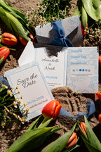 Einladungskarte Hochzeit "Blaue Blüte"