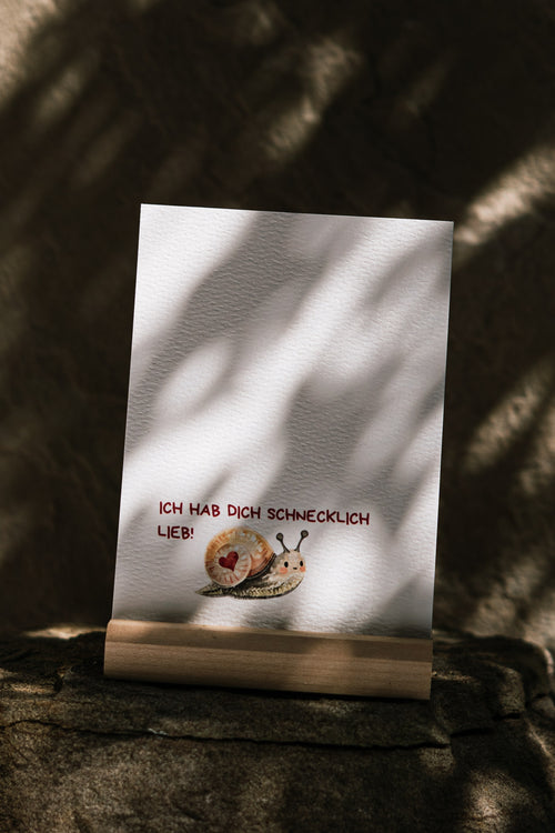 Grußkarte  Ich hab dich Schnecklich lieb mit Schnecken Zeichnung