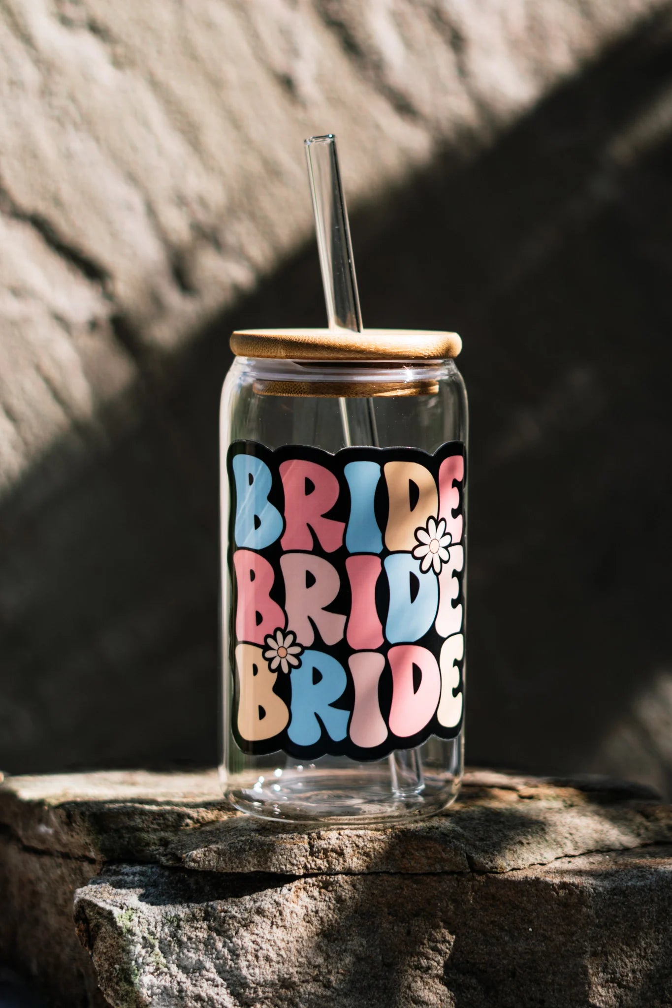 Trinkglas "BRIDE" mit Bambusdeckel und Trinkglas