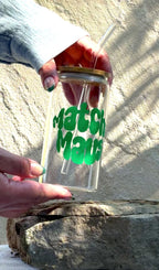 Trinkglas MATCHA MAUS mit Bambusdeckel und Strohhalm