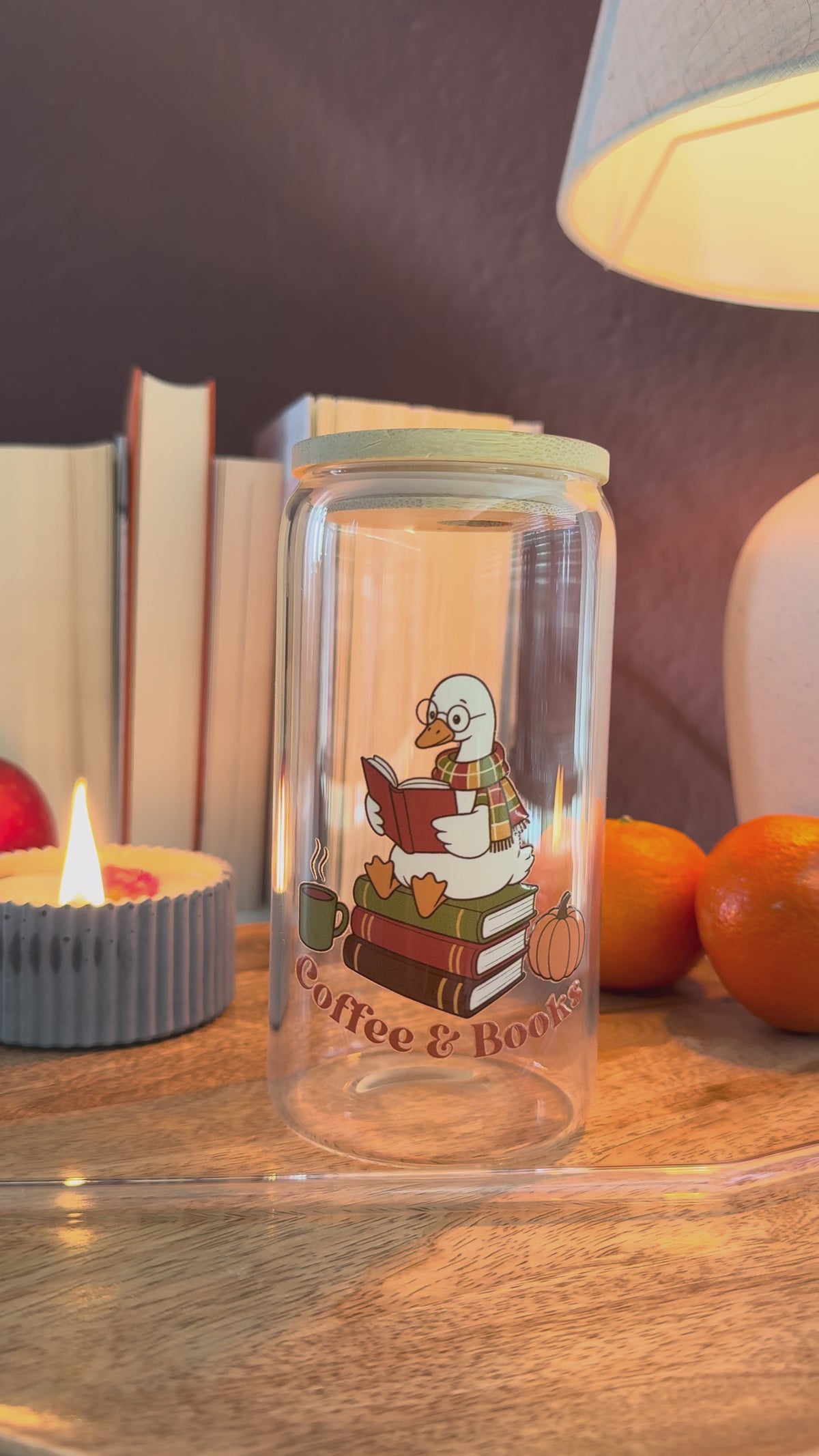 Trinkglas "Coffee&Books - Herbstgans"